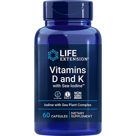 Life Extension Vitamins D and K with Sea-Iodine -- 60 Capsules