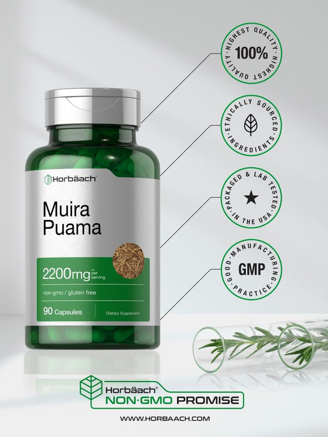 Muira Puama Extract 2200 Mg | 90 Capsules | by Horbaach