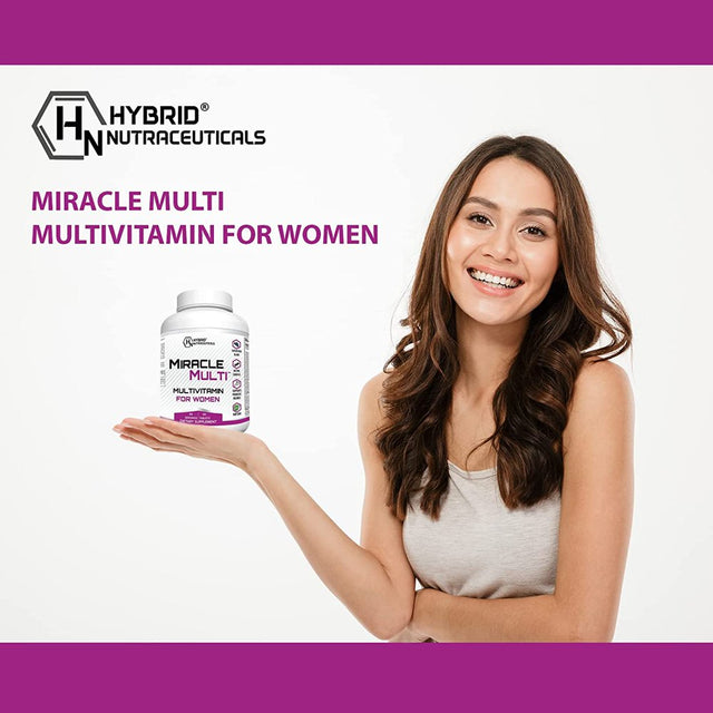 Miraclemulti Multivitamin Supplement for Women - Daily Vitamins and Minerals with Probiotics, Vitamin D3, Biotin, Folic Acid + 42 Fruit & Vegetable Blend - 60 Tablets