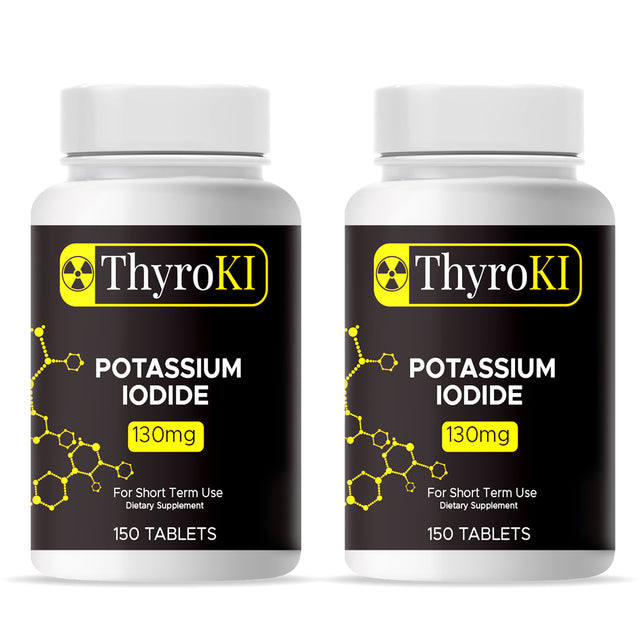 (Pack of 2) Thyroki Potassium Iodide Tablets Non-Gmo Fast Dissolving Tablets 130 Mg 300 Tablets (150 Tablets/Pack) | Ki Pills Iodine Tablets ✅| anti Nuclear Fallout Pills | Thyroid Support✅