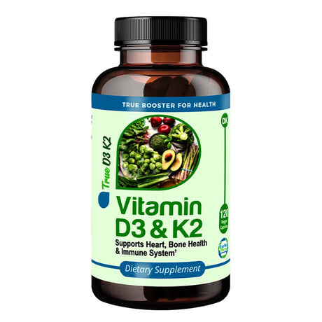 Truemed Vitamin D3 K2 5000 IU 125 Mcg Vitamin D, MK7 Vitamin K2 Supplements for Bone Heart Health 120 Veggie Capsules