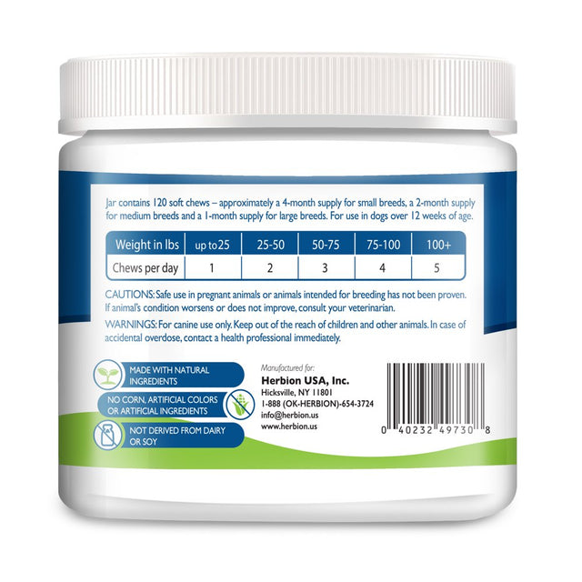 Herbion Pets Joint Care Chews with Glucosamine & Turmeric, 120 Soft Chews - MSM & Chondroitin for Pain Relief - Improves Mobility - Supports Healthy Joints - Made in the USA - for Dogs 12 Weeks+