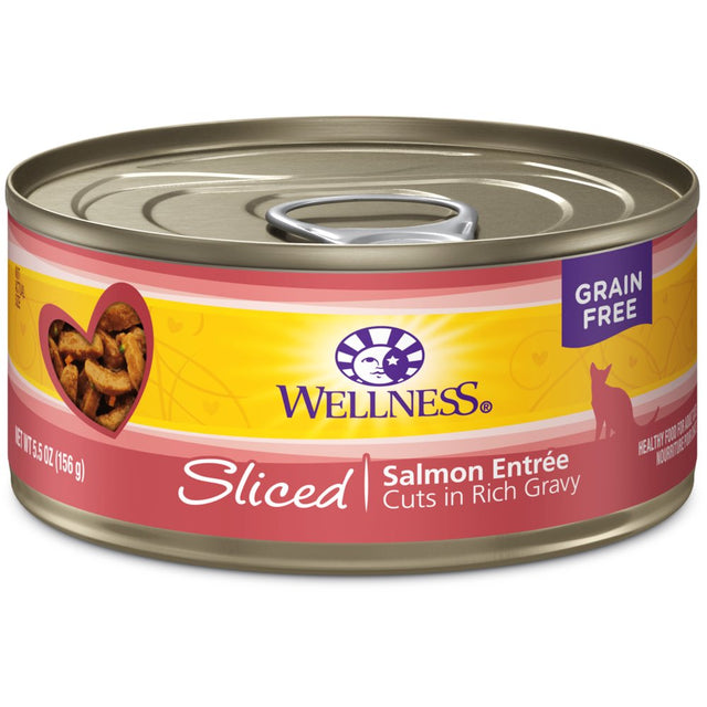 Wellness Complete Health Wet Canned Cat Food, Sliced Salmon Entree, 5.5Oz Can (Pack of 24)