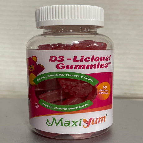 Maxi Health Kosher Vitamin D3 1000 IU Organic D3-Licious Gummies Cherry Flavor - 60 Jellies