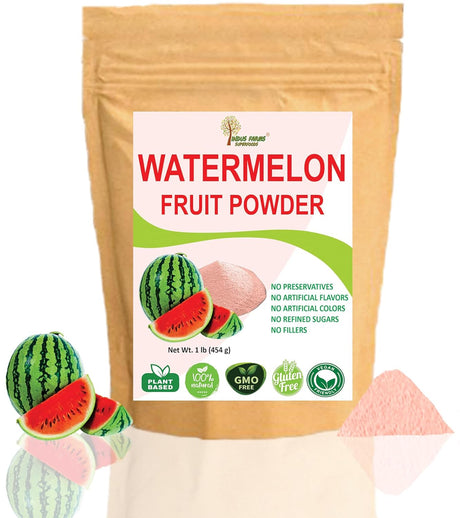 Indus Farms All Natural Watermelon Whole Fruit Powder, 1 LB, Pre-Workout & Post-Workout Supplement, Instant Electrolytes & Re-Hydration, Drink Mixes & Beverage Flavoring, Gmo-Free