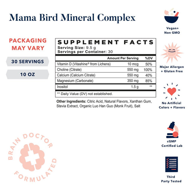 Best Nest Wellness Mama Bird Prenatal Multi Mineral Supplement Powder, Non-Gmo, Lemon-Lime, 10 Oz