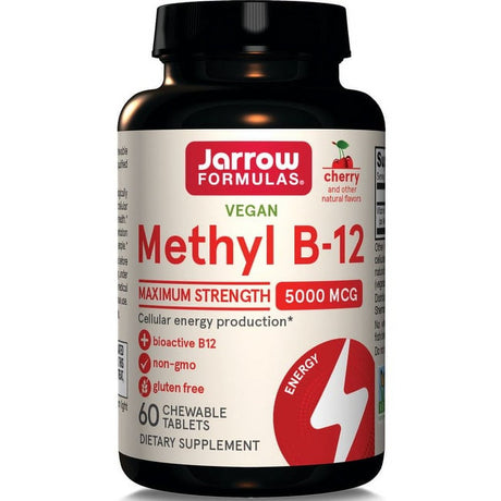 Jarrow Formulas Methyl B12 (Methylcobalamin) Cherry, Supports Brain Cells, 5000 Mcg, 60 Lozenges