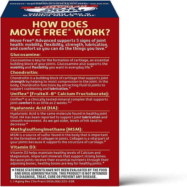 Move Free Advanced, Joint Health Supplement with Glucosamine and Chondroitin 80 Ct - (Pack of 4)