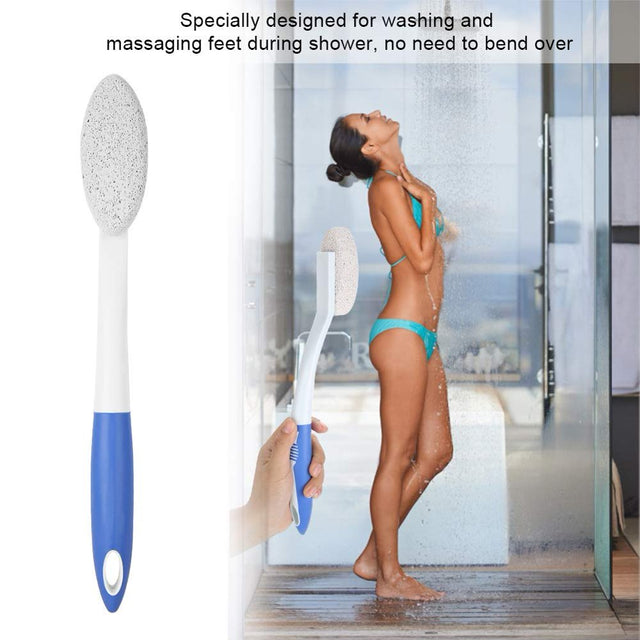 Long Handle Remove Dead Skin Cutin Foot Rasp File Foot Brush with Scrubbing Pumice Stone Foot Massage Cleaner for Wet Dry Feet Beauty Foot Care Tool