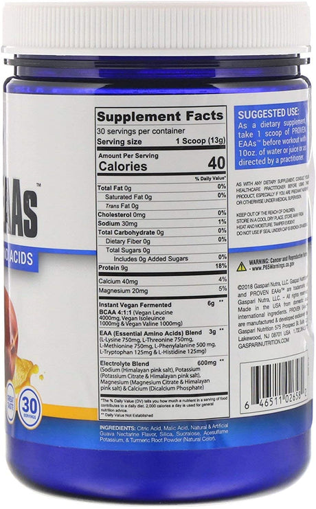 Gaspari Nutrition Proven Eaas with 9 Essential Amino Acids, Guava Nectarine, 13.75 Oz (390 G)