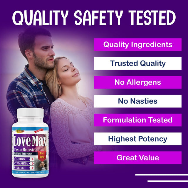 Lovemax Male Testosterone Supplement to Boost Stamina, and Confidence-60 Tablets by Therefore