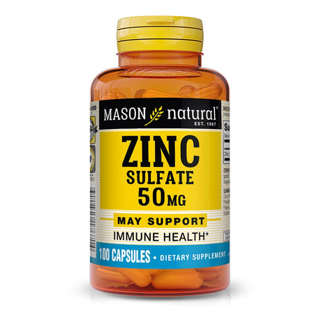 Mason Natural Zinc Sulfate 50 Mg - Improved Immune System Function, Supports Antioxidant Health, Aids Absorption of B Vitamins 100 Capsules