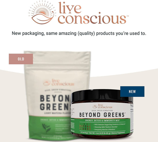 Live Conscious beyond Greens Concentrated Superfood Powder & Organic Pea Protein Powder - Cosmic Cacao Chocolate Flavor | Immune System Boost & Gut Health + Metabolism & Muscle Support