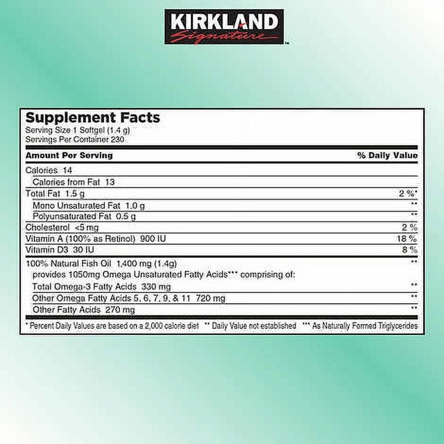 Kirkland Signature Wild Alaskan Fish Oil 1400 Mg., 230 Softgels