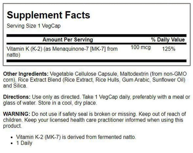 Kal K-2 100 Mcg 60 Veg Caps