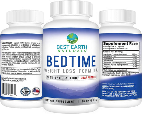 Bedtime Weight Loss Supplement - Helps Boost Metabolism, Suppress Appetite and Reduce Sugar Cravings While You Sleep 30 Day Supply