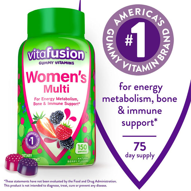 Vitafusion Womens Multivitamin Gummies, Berry Flavored Daily Vitamins for Women with Vitamins A, C, D, E, B-6 and B-12, America’S Number 1 Gummy Vitamin Brand, 75 Days Supply, 150 Count