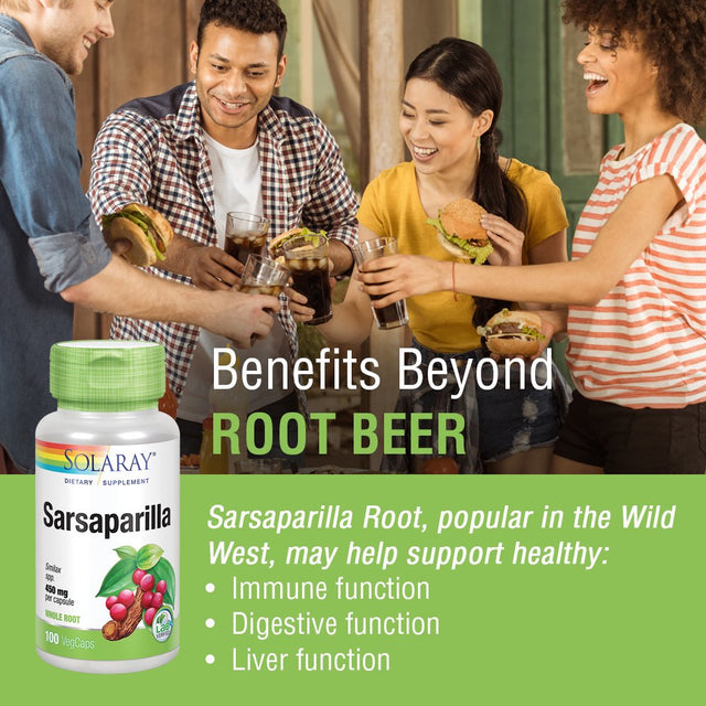 SOLARAY Sarsaparilla Root, Veg Cap (Btl-Plastic) 450Mg 100Ct