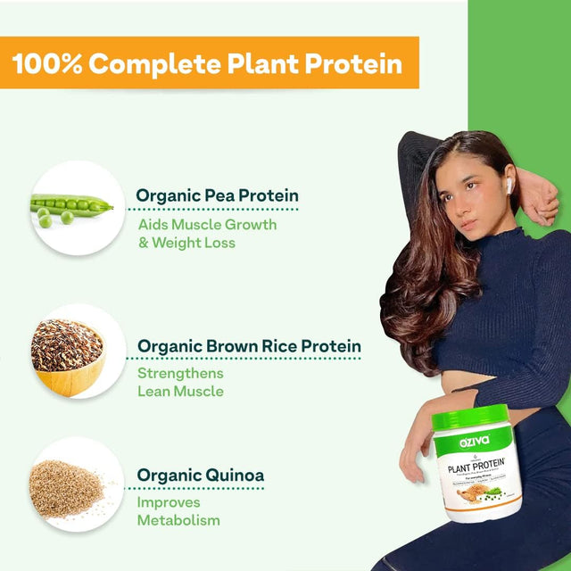 Organic Plant Protein Powder | 500 Gm | (30G Vegan Protein - Pea Protein A, Brown Rice Protein & Quinoa, Soy Free) for Everyday Fitness, Boosts Immunity, Unflavored (1.1 Lb)