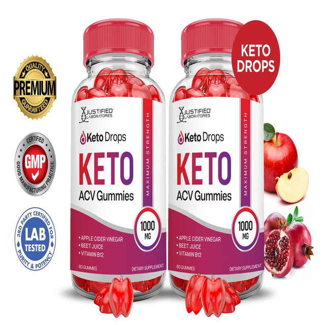 (2 Pack) Keto Drops Keto ACV Gummies 1000MG Dietary Supplement 120 Gummys