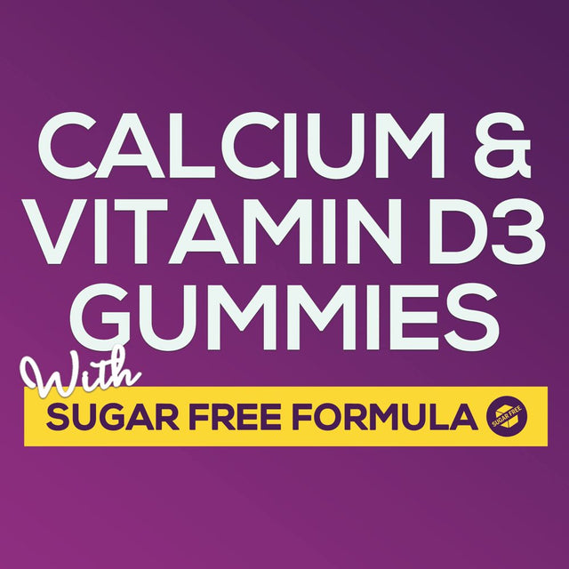 Sugar Free Calcium Gummy Bites plus 400 IU Vitamin D3, Bone Health & Immune Support, Supports Bone Strength - Chewable Calcium Nutrition Supplement, Non-Gmo, Berry Flavor Chews - 60 Gummies