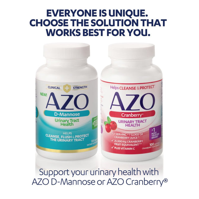 AZO D-Mannose Urinary Tract Health, Clinical Strength, #1 Pharmacist Recommended Brand, Non-Gmo, 120 Count