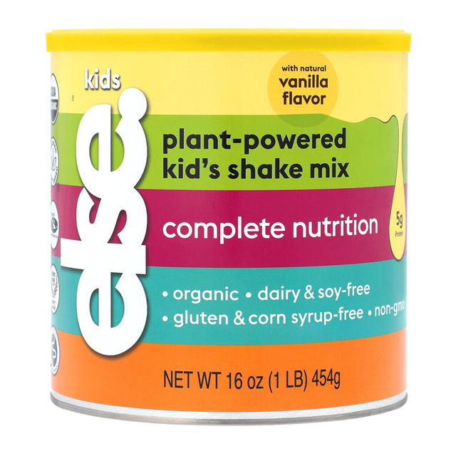 Else Nutrition Plant-Based Formula Organic Vanilla Kids Shake, Low Sugar, Clean Label, Non-Gmo