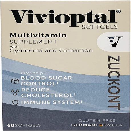 Vivioptal Zuckont Capsules - Multivitamin and Multimineral Supplement with Gym and Cinnamon 60 Soft Gels - Vivioptal Zuckont Cápsulas - Complemento Multivitamínico Y Multimineral Canel 60 Capsulas