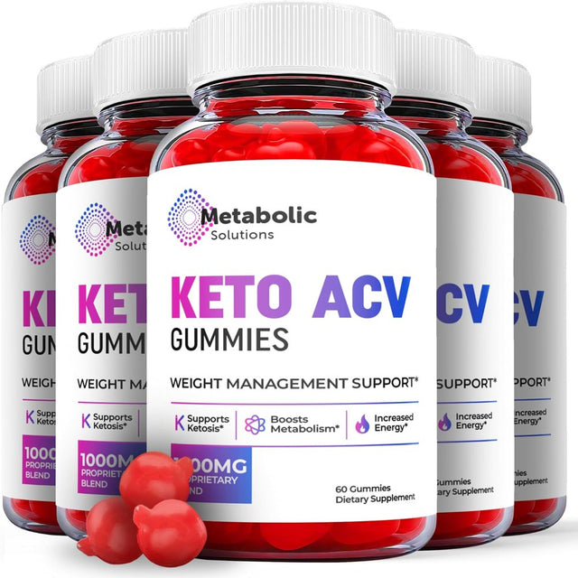 (5 Pack) Metabolic Solutions Keto ACV Gummies - Apple Cider Vinegar Supplement for Weight Loss - Energy & Focus Boosting Dietary Supplements for Weight Management & Metabolism - Fat Burn - 300 Gummies