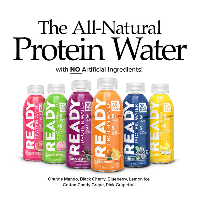 Ready Protein Water, 20G of Whey Protein Isolate, Sugar Free, Orange Mango, 12-Pack, 16.9 Fluid Ounces Each