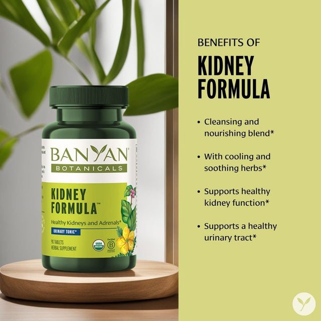 Banyan Botanicals Kidney Formula – Organic Kidney Supplement with Gokshura – Rejuvenating Herbal Blend to Support Kidneys and Urinary Tract Balance* – 90 Tablets – Non-Gmo Sustainably Sourced Vegan