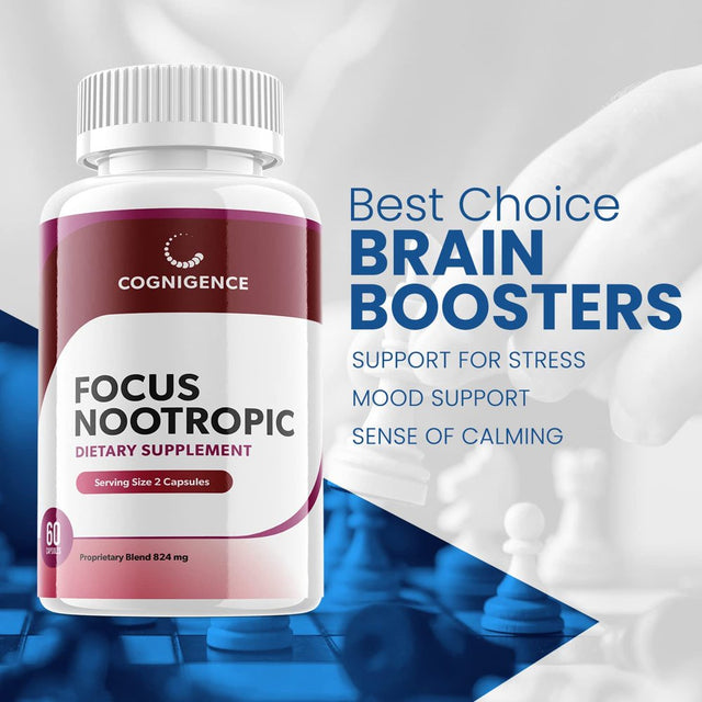 Cognigence - Focus Nootropic - Memory Booster Dietary Supplement for Focus, Memory, Clarity, & Energy - Optimal Mental Performance Extra Strength Premium Formula - 300 Capsules (5 Pack)