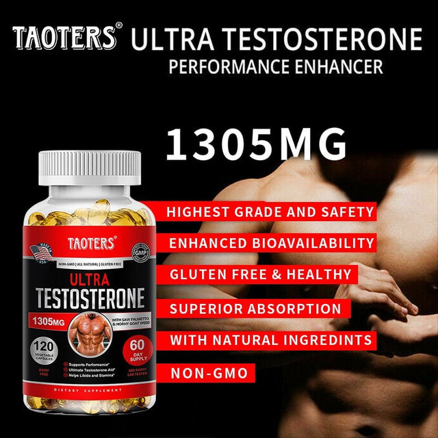 TAOTERS Natural Testosterone Booster - Increase Energy, Improve Muscle Strength & Growth