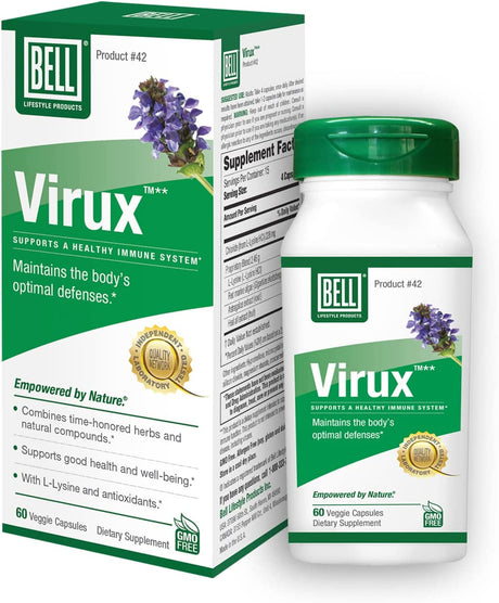 Bell Virux™ L Lysine and Red Marine - Natural Herbal Blend, Unique Supplement to Boost the Immune System- Lysine 1000Mg Capsules