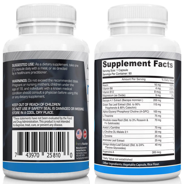 Neuroshield Advanced Memory Formula, Brian Boosting Ingredients, Bacopa, Huperzine-A & More Three Bottles