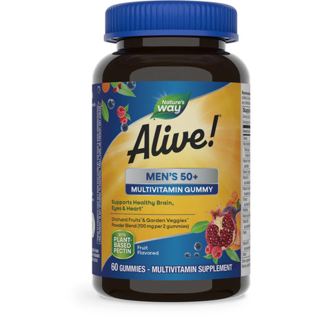 Nature'S Way Alive! Men'S 50+ Gummy Multivitamins, B-Vitamins, Fruit Flavored, 60 Count