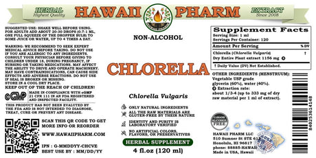 Chlorella (Chlorella Vulgaris) Dry Entire Plant ALCOHOL-FREE Liquid Extract. Expertly Extracted by Trusted Hawaiipharm Brand. Absolutely Natural. Proudly Made in USA. Glycerite 4 Fl.Oz