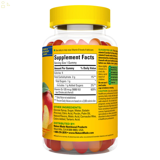 Nature Made Extra Strength Vitamin D3 125 Mcg, 150 Gummies | Supports Bone, Teeth, Muscle & Immune Health