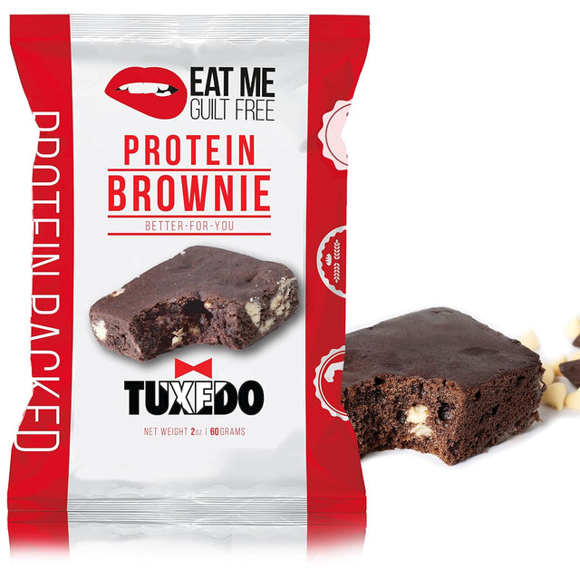 Eat Me Guilt Free Tuxedo Protein-Packed Brownie - 14G Protein, Low Carb, Keto-Friendly, Low Sugar, NON GMO, No Preservatives, Low Calorie Snack or Dessert | 12 Count