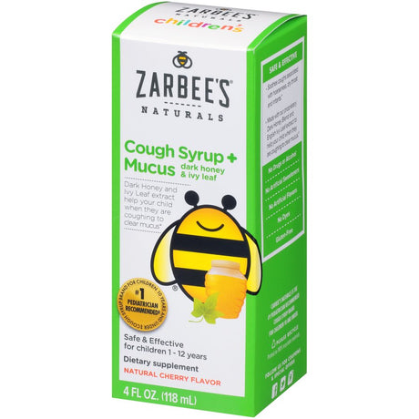 Zarbee'S Naturals Children'S Cough Syrup + Mucus with Dark Honey & Ivy Leaf , Natural Cherry Flavor , 4 Fl. Ounces (1 Box)