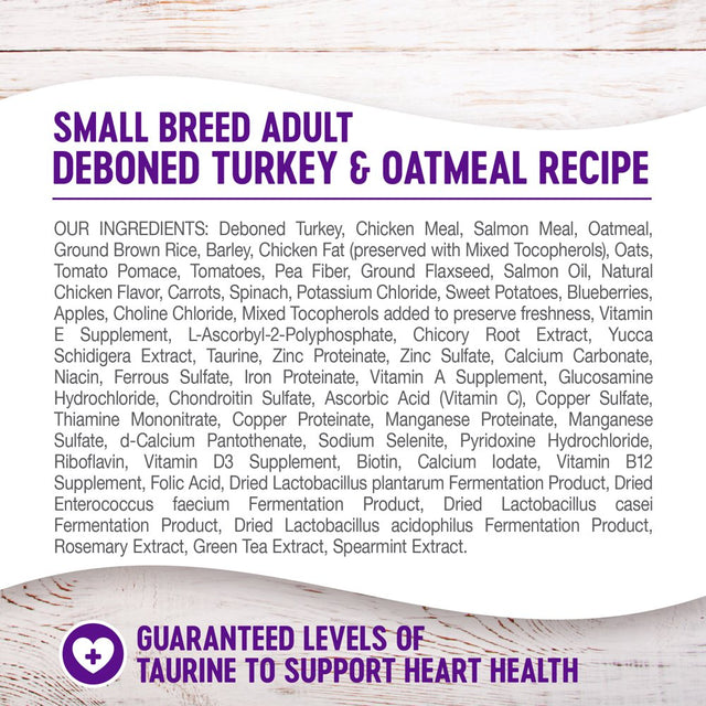 Wellness Complete Health Natural Dry Small Breed Dog Food, Turkey & Oatmeal, 12-Pound Bag