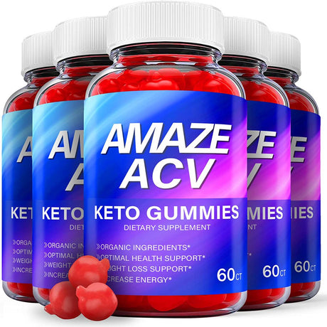 (5 Pack) Amaze Keto ACV Gummies - Supplement for Weight Loss - Energy & Focus Boosting Dietary Supplements for Weight Management & Metabolism - Fat Burn - 300 Gummies