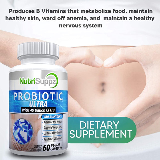 Nutrisuppz Ultimate Gut Health: Premium Probiotics for Digestive Balance, Immune Support, and Overall Wellness - Boost Your Gut Flora with Trusted Probiotic Strains