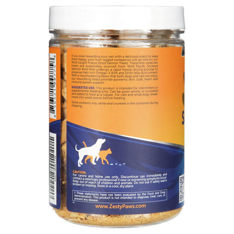 Zesty Paws Omega 3 Raw Freeze Dried Wild Caught Salmon Filet Treats for Dogs & Cats , 4.5 Oz.