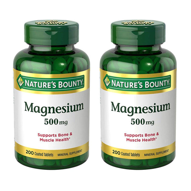 Nature'S Bounty Magnesium 500Mg Size, Coated Tablets 200 Ea (Pack of 2)