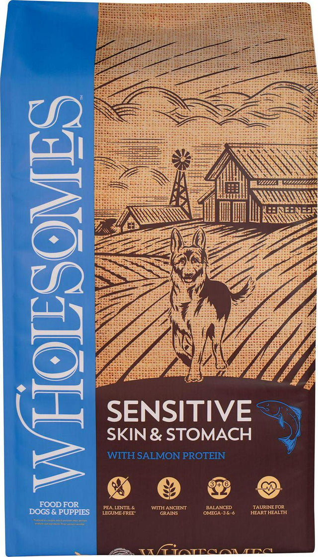 Wholesomes All Life Stages Sensitive Skin and Stomach Salmon Recipe Dry Dog Food 30Lb