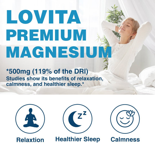 Lovita 3 in 1 Magnesium Complex 500Mg | High Absorption and Potency Formula | Magnesium Glycinate, Citrate & Oxide | Supports Relaxation, Heart, Nerves & Bone Health | 180 Vegan Capsules