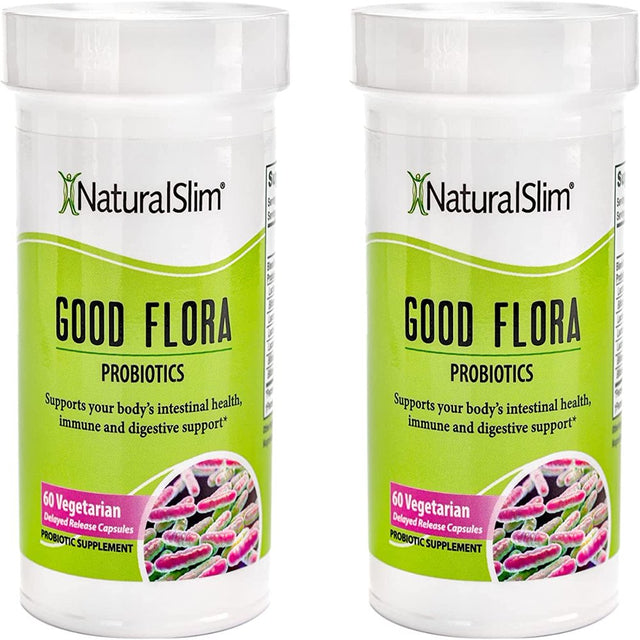 Naturalslim Good Flora 2-Pack Probiotic Supplement for Digestive Health - 60 Capsules