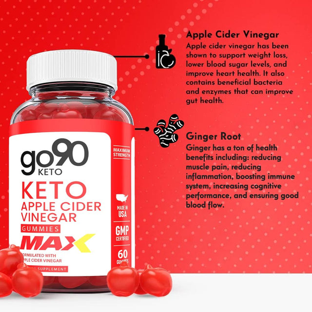 (5 Pack) Go90 Max Keto ACV Gummies - Supplement for Weight Loss - Energy & Focus Boosting Dietary Supplements for Weight Management & Metabolism - Fat Burn - 300 Gummies