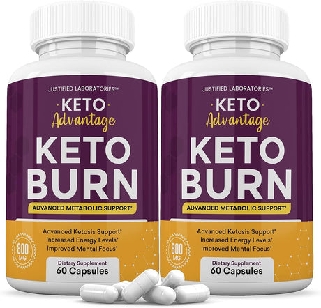 (2 Pack) Keto Advantage Keto Burn Pills Includes Apple Cider Vinegar Gobhb Exogenous Ketones Advanced Ketogenic Supplement Ketosis Support for Men Women 120 Capsules